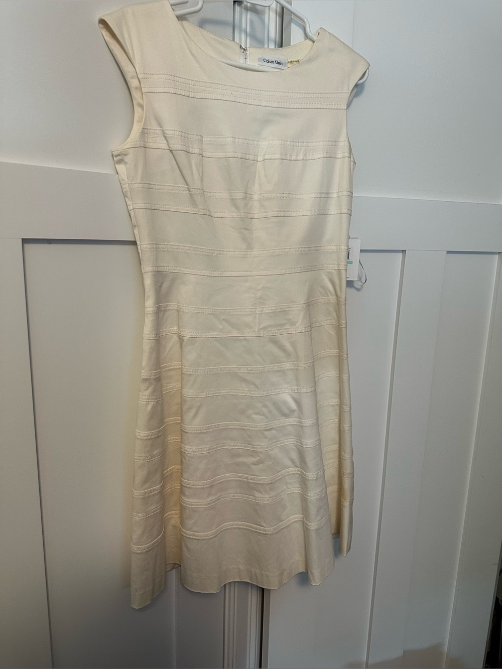 Calvin Klein Cream Sleeveless Fit-and-Flare Mini Dress
